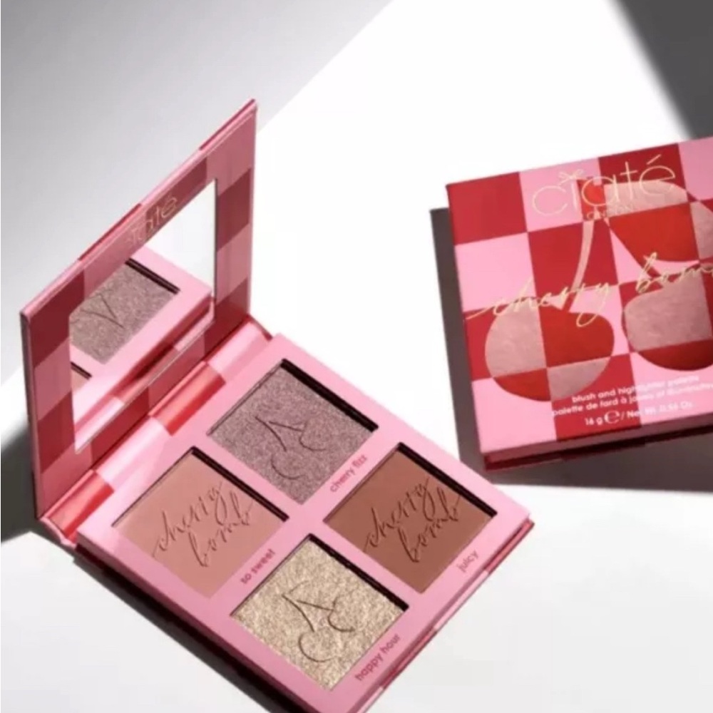 Pink and Brown Eyeshadow Palette with Mirror